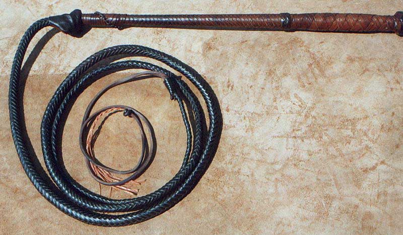 Genuine Leather Stock Whip 6 Feet,12 Plaited,Double Belly,Heavy Duty Black Whip 